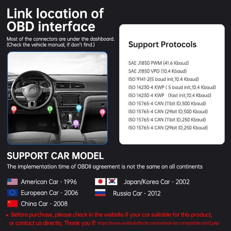 KUULAA Bluetooth OBD2 Scanner V1.5 - Car Diagnostic Tool for IOS, Android, PC